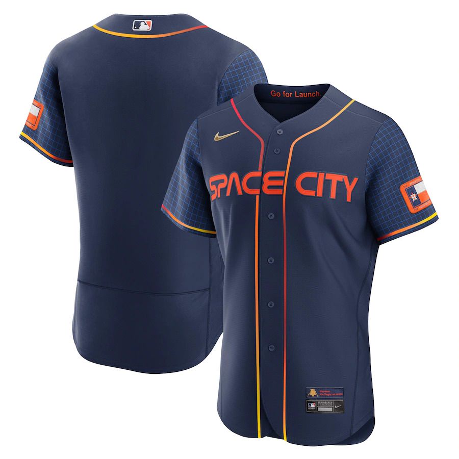 Custom Men Houston Astros Blank Nike Navy 2022 City Connect Authentic MLB Jersey